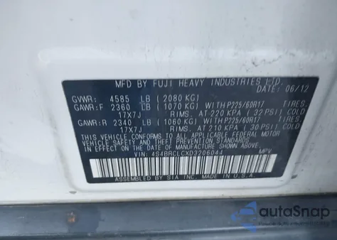 2013 Subaru Outback 2.5I Limited z USA, uszkodzony, nr VIN 4S4BRCLCXD3206044